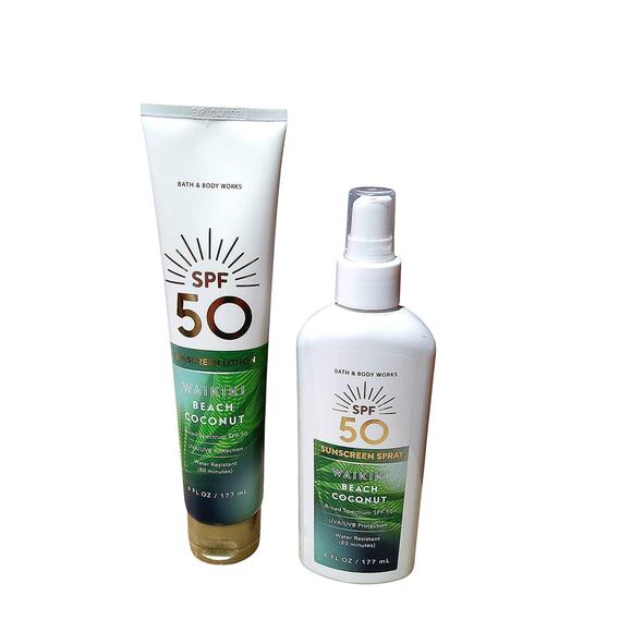 WAIKIKI BEACH WATER RESISTANT SUNSCREEN LOTION & SPRAY SPF50 BATH & BODY WORKS - Picture 1 of 1